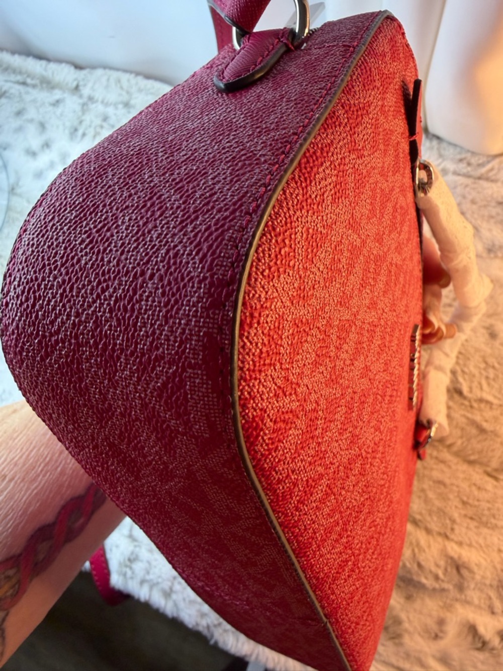 Michael Kors Pink-Red Signature Crossbody Bag - Picture 13 of 16